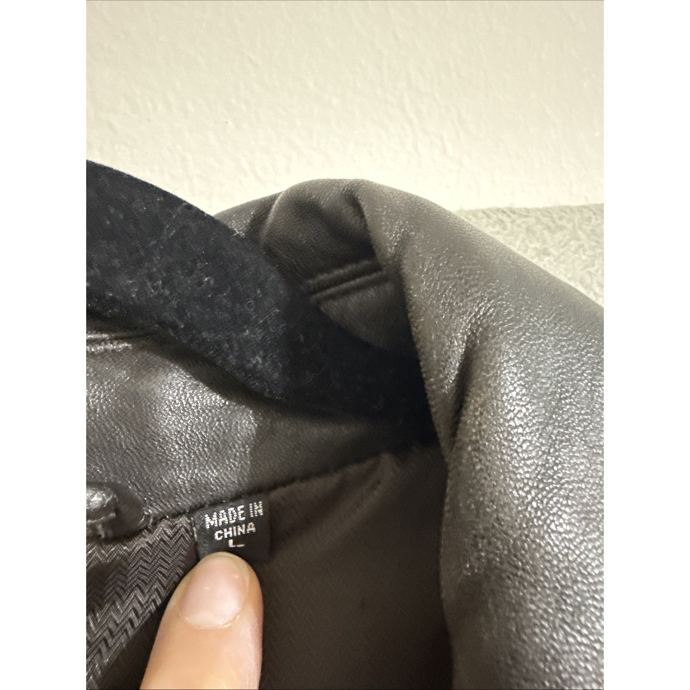 Vintage Mens Brown Lamb Skin Flight Bomber Jacket Coat Aviator Sz L Full Zip Y2K - Picture 11 of 16